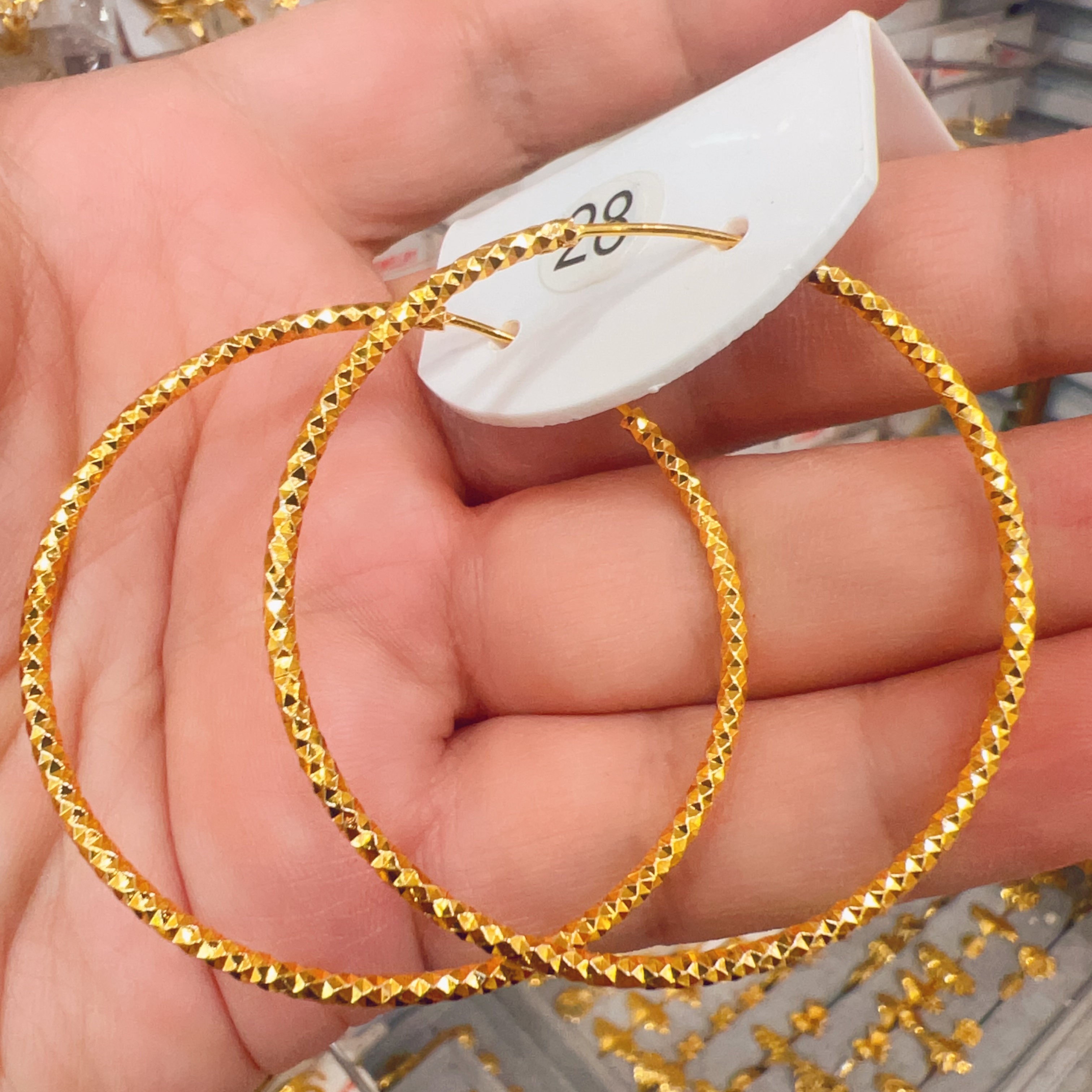 铜合金耳饰 e028 新款时尚休闲百搭满天星圈圈耳环5cm