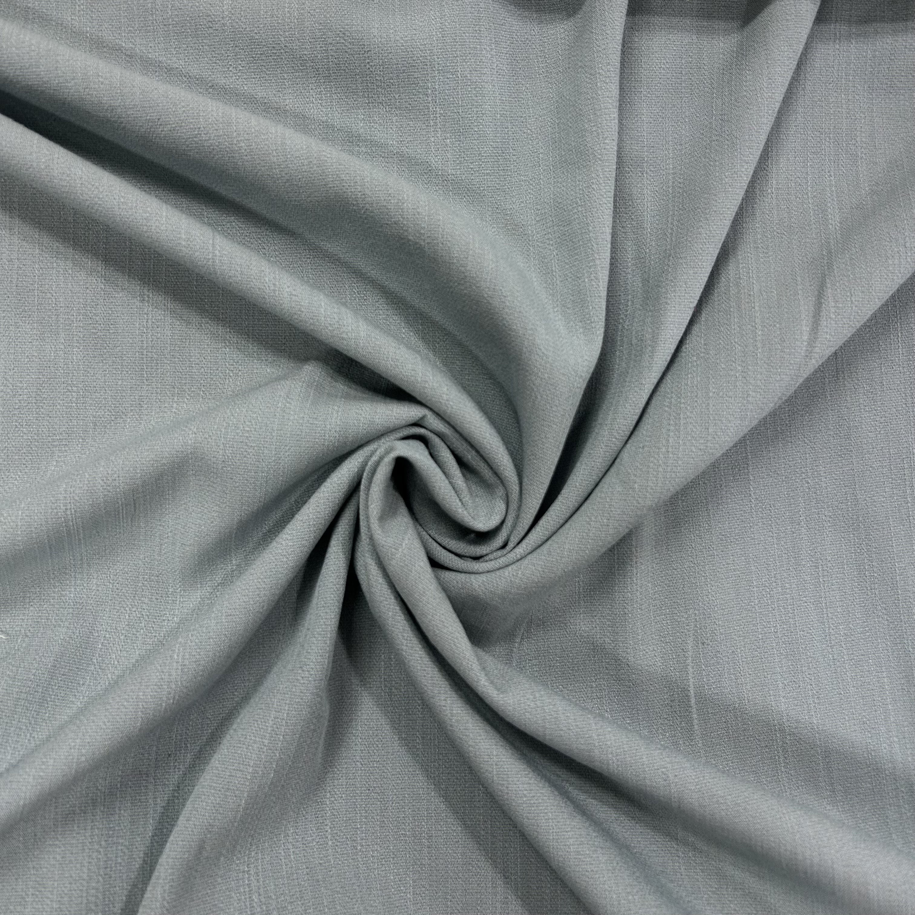 175-雾霾蓝色天丝麻面料 柔和亲肤 精梳精纺无扎感 多拍连裁