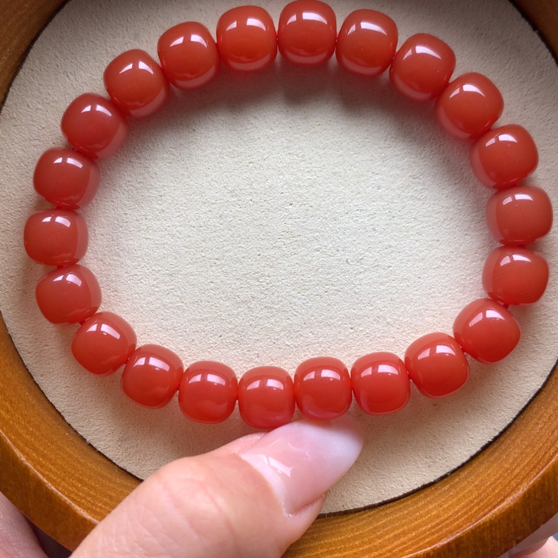 连***跑南红玛瑙未镶嵌保山天然原矿南红9mm+手串