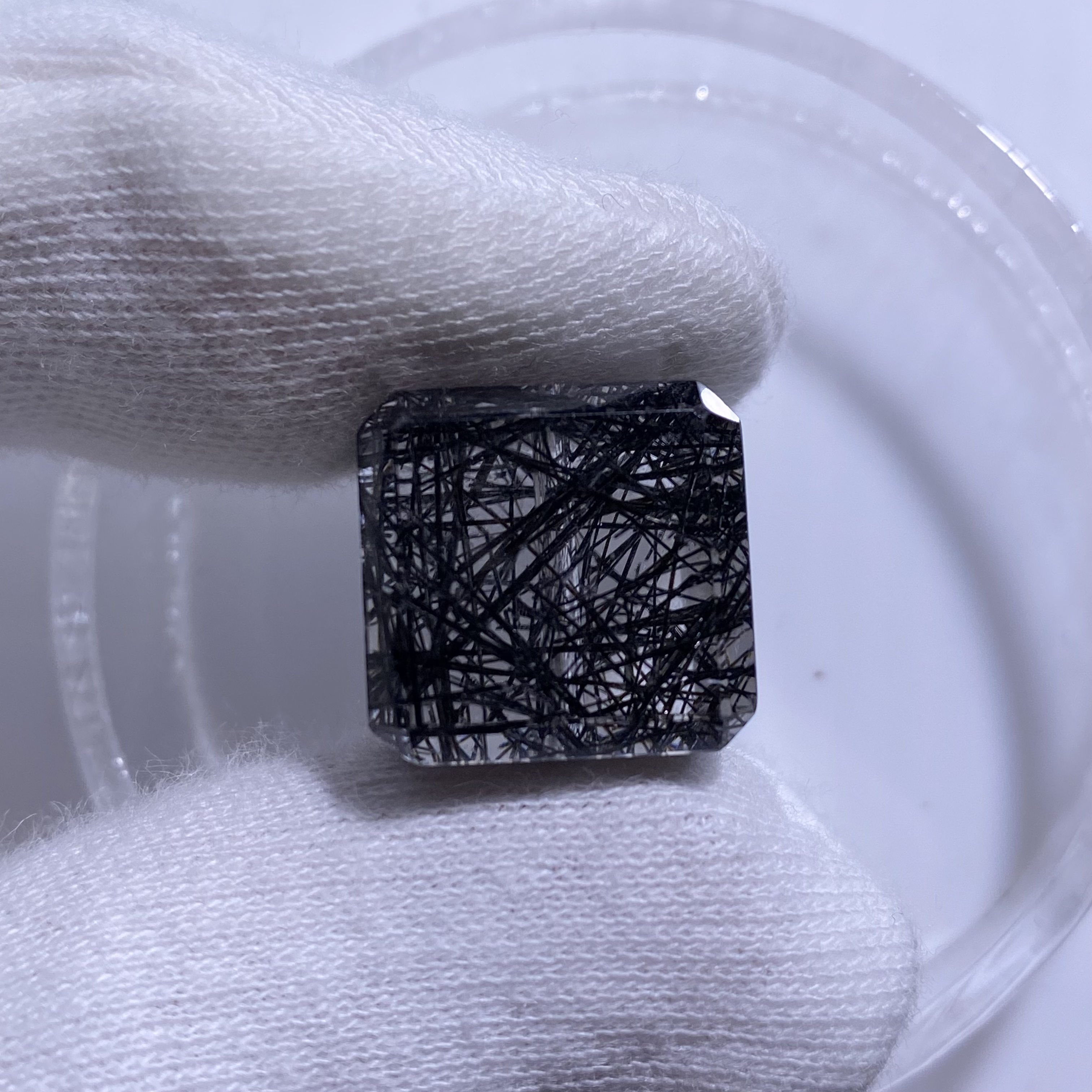 天然黑发晶全透体满发方糖水晶手串手链配件通孔全孔半孔