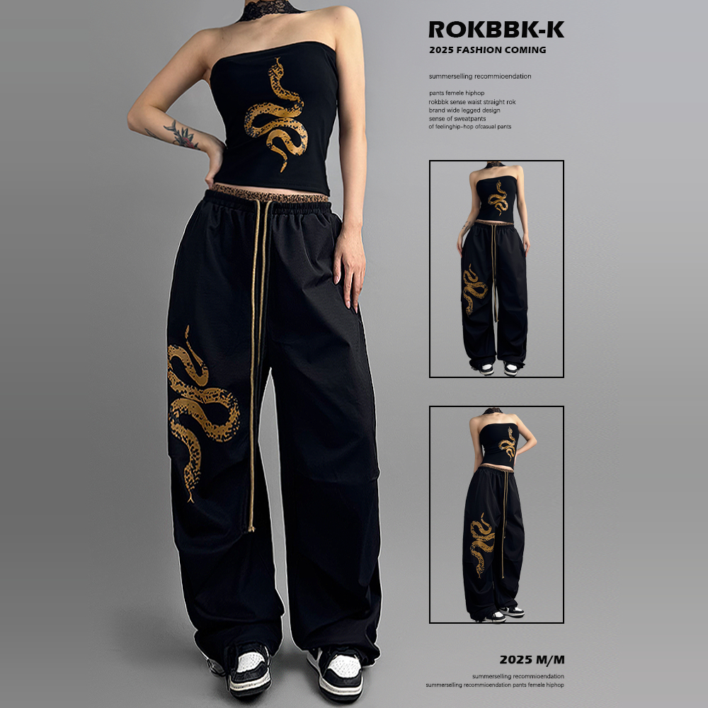 ROKBBK-K/布韩街舞潮牌宽松嘻哈hiphop运动长裤女爵士jazz跳舞潮