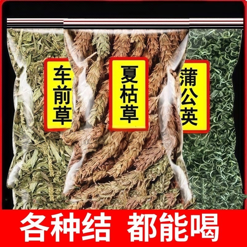 车前草蒲公英夏枯草三宝组合装泡水喝搭配猫爪草郁金泡茶煮鸡蛋