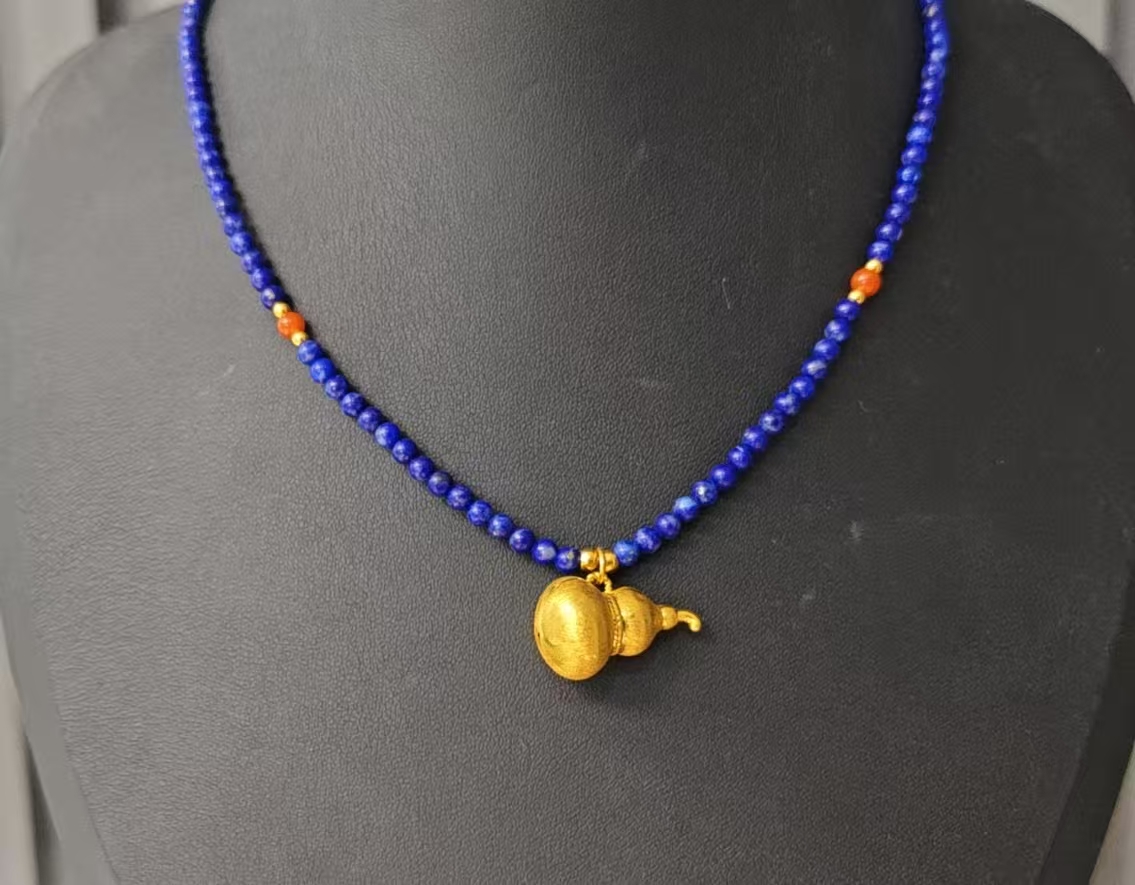 倾爱一饰足金999葫芦青金黄金项链