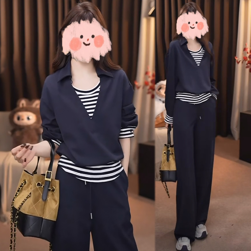 早秋气质女新款宽松显瘦时尚套装女慵懒风假两件卫衣休闲裤两件套