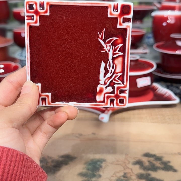 景德镇陶瓷红马坊杯垫