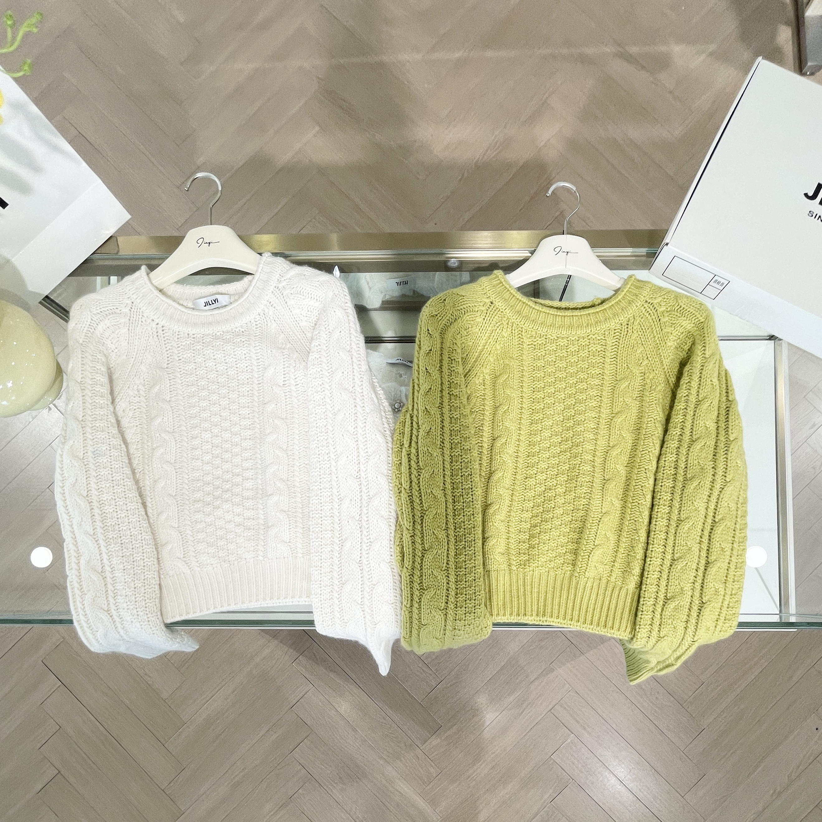 JILLYI【抹茶生椰】两色圆领编织工艺简约百搭针织衫秋季时尚