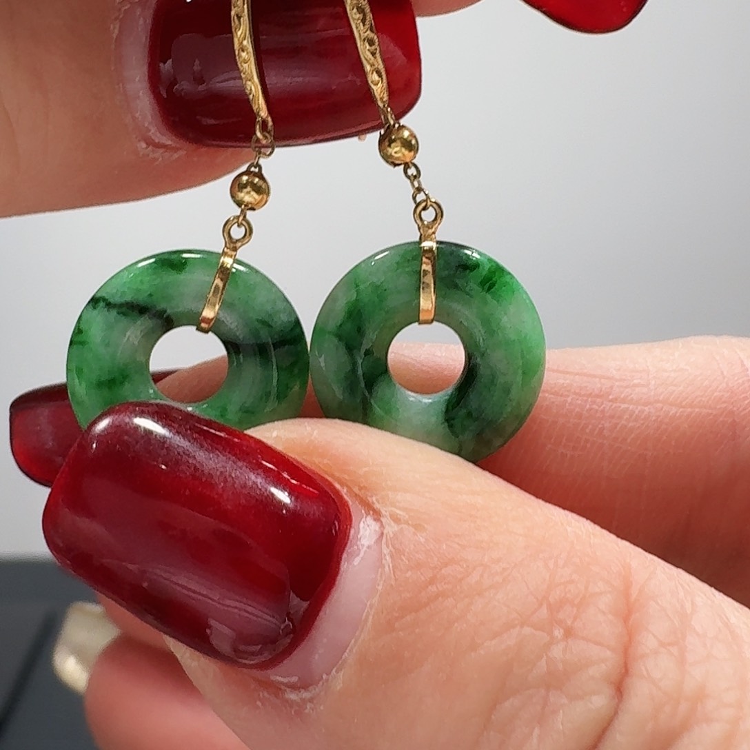 翡翠耳饰18K金镶嵌耳饰