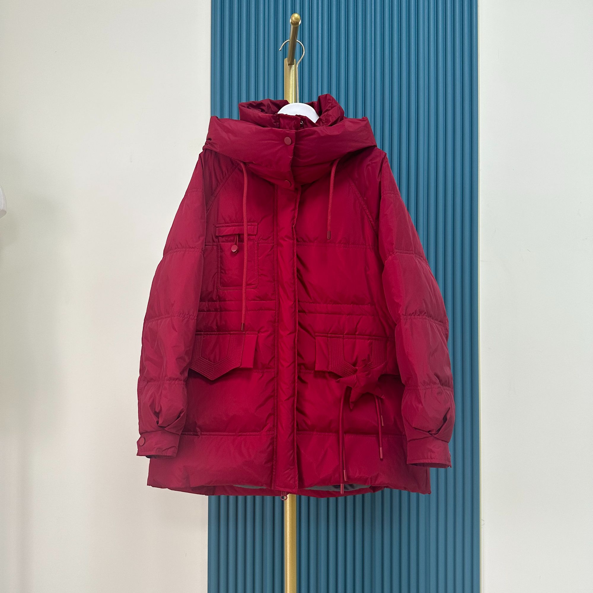 金影奇 时尚女士休闲中长款连帽羽绒服  98368 