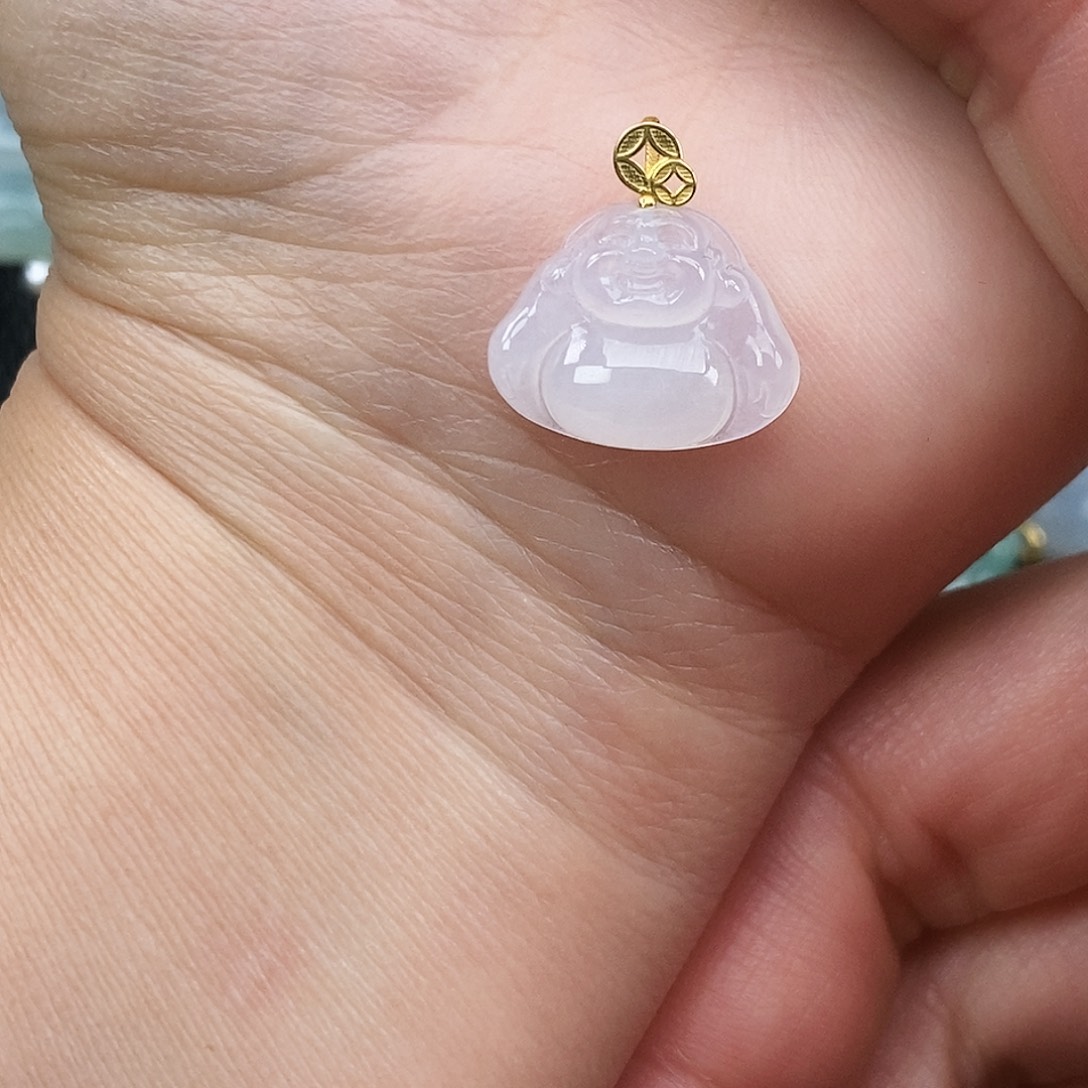 翡翠颈饰18K金镶嵌佛公