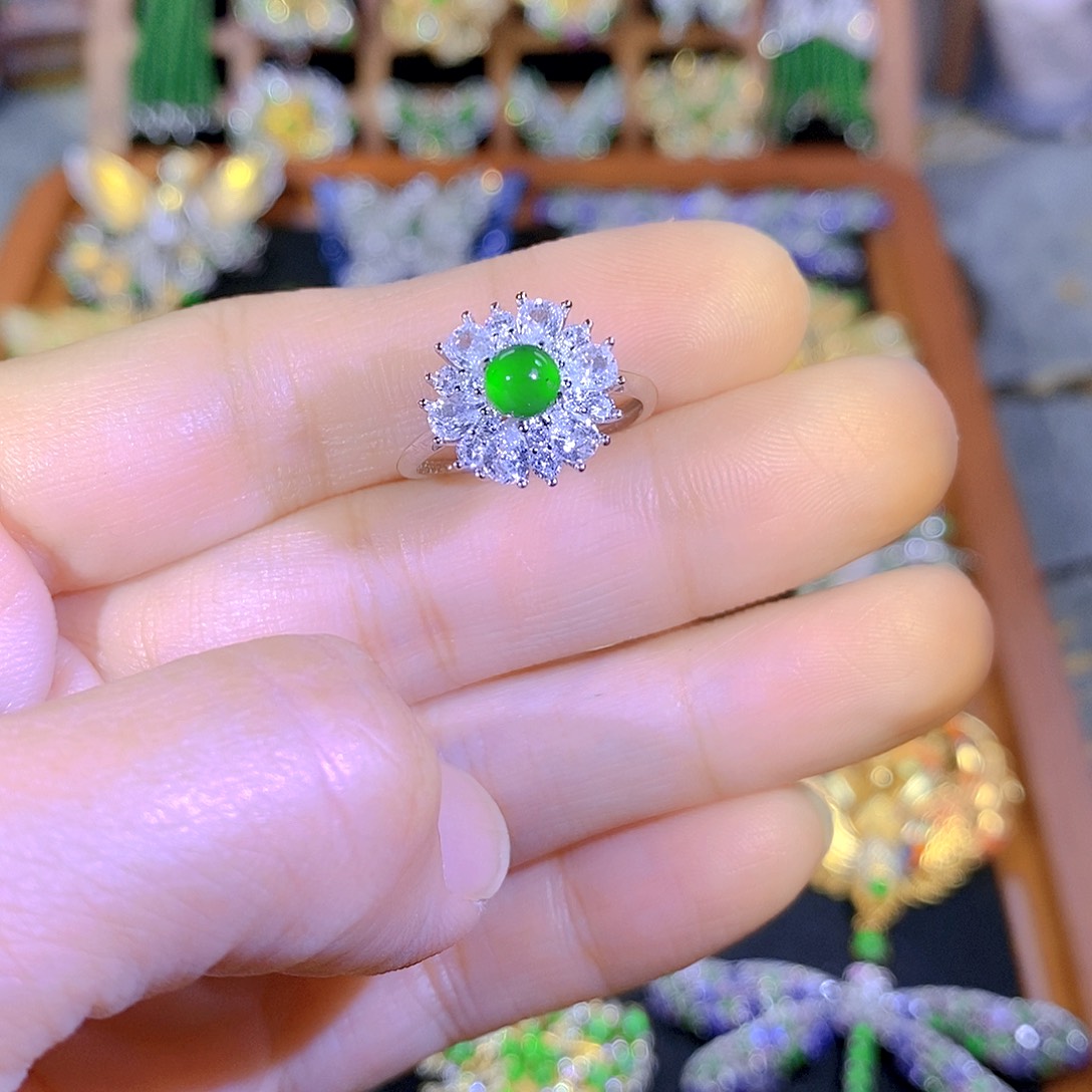 吊坠(不含链)银S925镶嵌翡翠