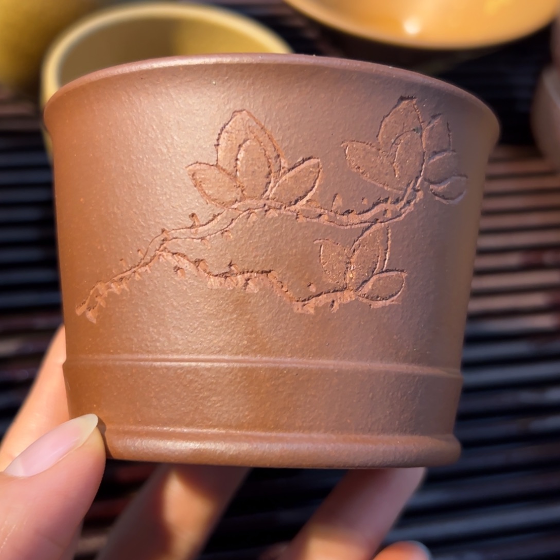紫砂茶杯紫泥主人杯