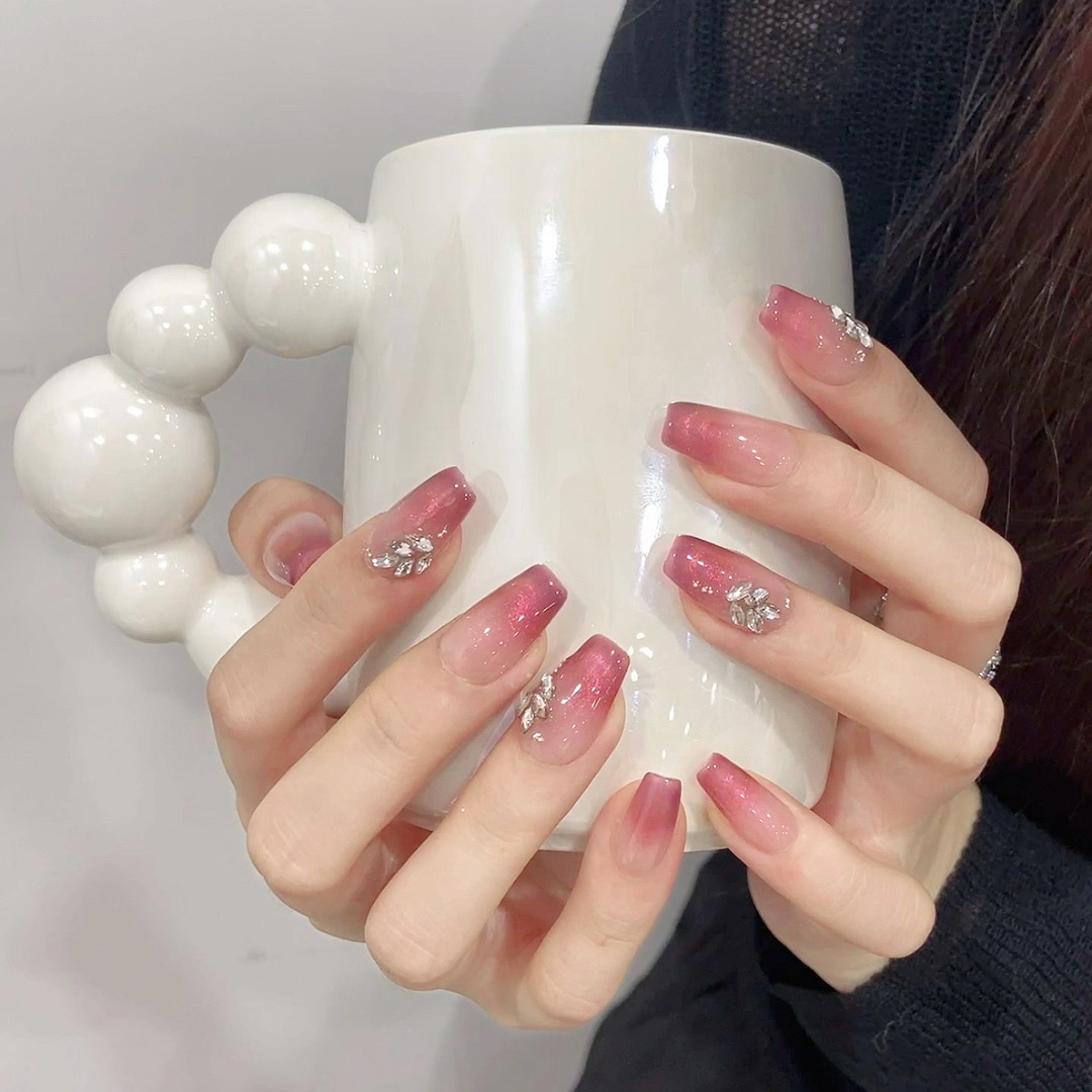 穿戴甲图片美拉德猫眼系列款式手工穿戴美甲假指甲贴片高级感甲片