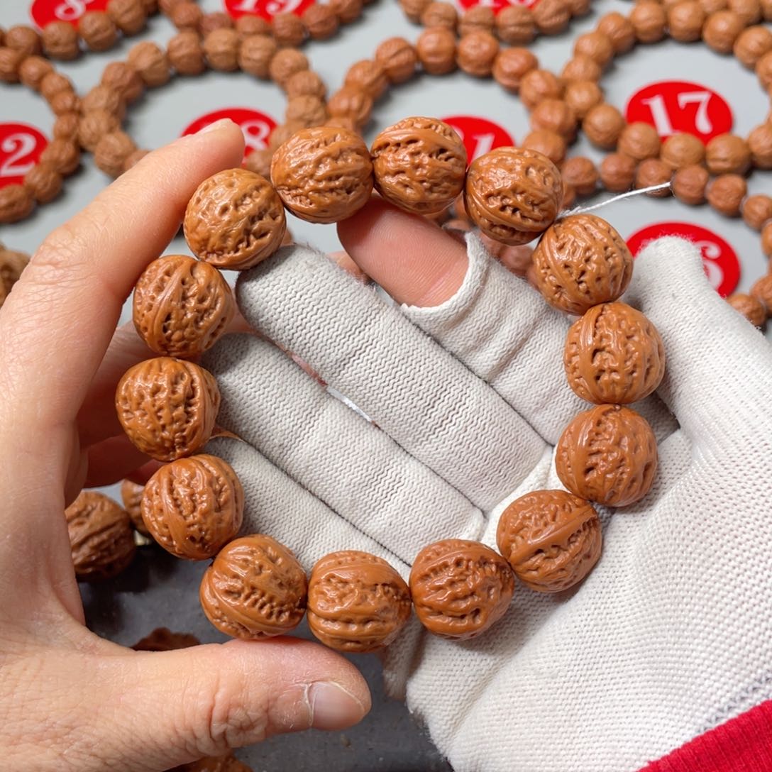 文玩核桃手串玻璃底玉化皮西瓜筋19mm