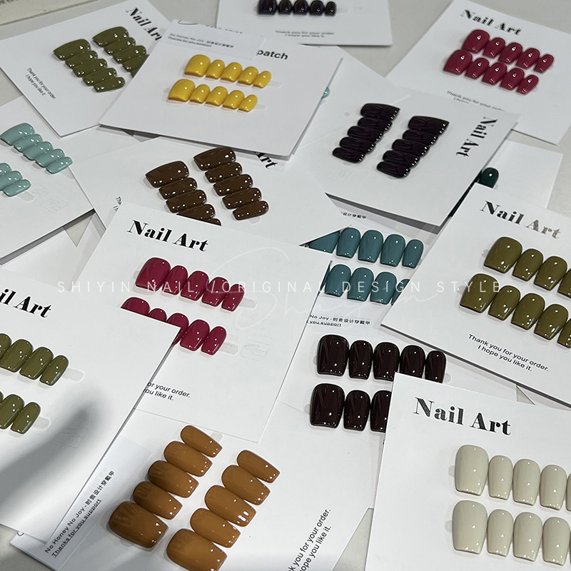 纯色系列合集高级时音纯手工穿戴甲短款美甲裸色显白感通勤必备