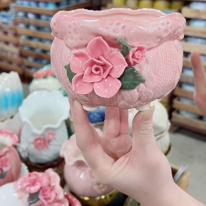 有孔，凑单福利满10元发货陶瓷多肉花盆！