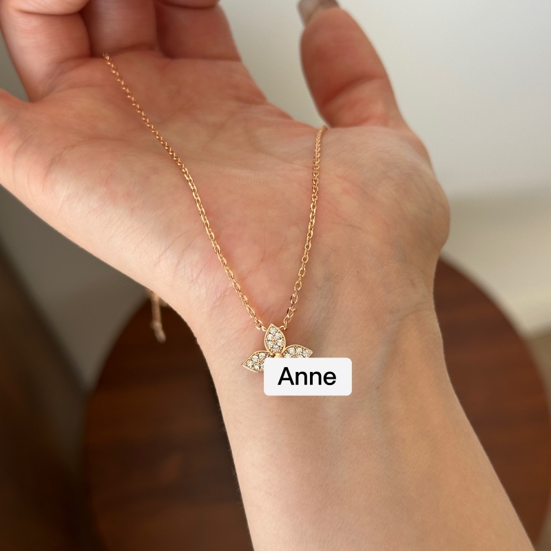 铜合金项链 【X654】气质菱形满锆幸运四叶草精致项链