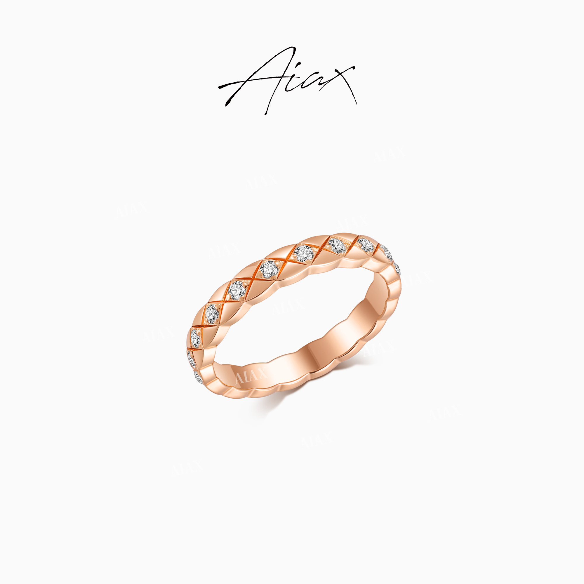 AIAX  出游季 小众简约时尚轻奢初恋经典菱格戒指TSS7367