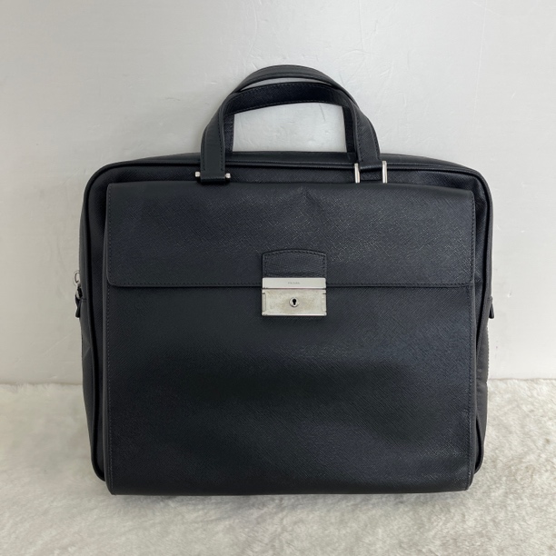 95新 Prada/普拉达 4391/男士商务黑色全皮公文包