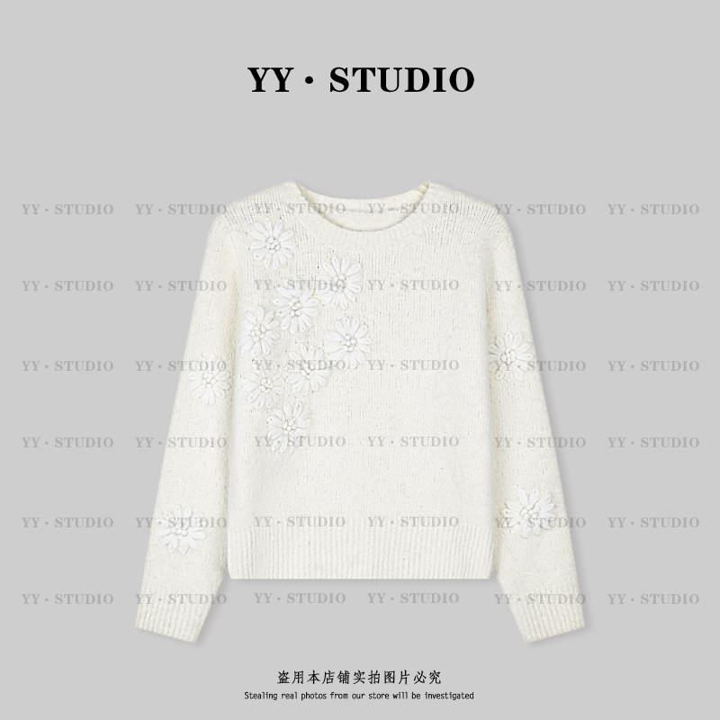 【YANYAN】秋冬新款圆领钩花毛衣长袖YY-7530