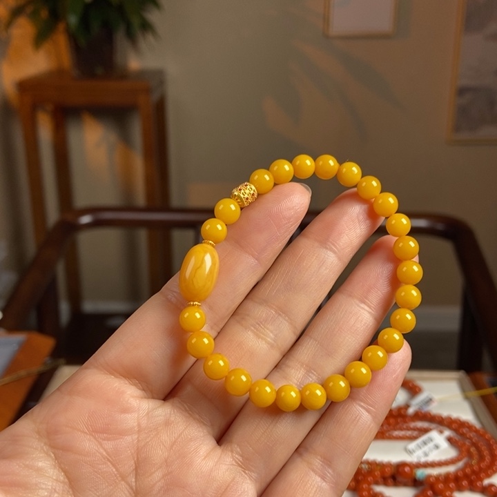 琥珀手链未镶嵌蜜蜡手串6+