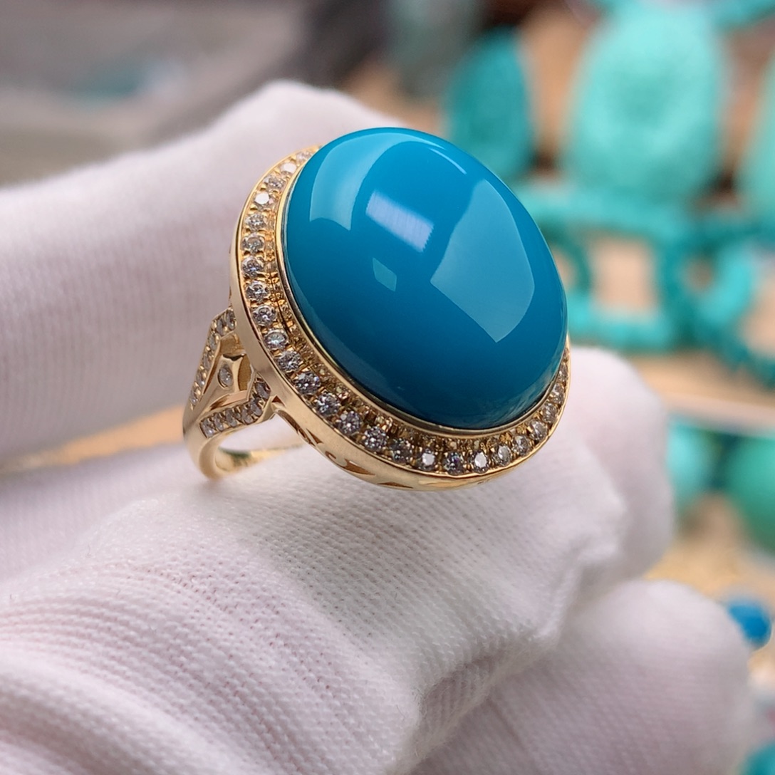 绿松石珠宝奇石18K金镶嵌