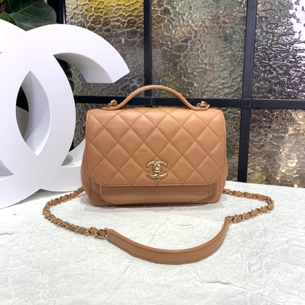 95新 Chanel/香奈儿 Chanel焦糖色手提邮差包 25020070-01