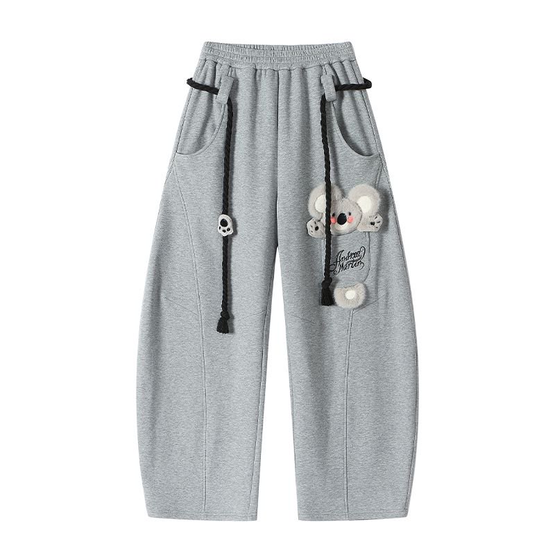 Andrea Martin25秋冬新款加绒立体刺绣弯刀裤毛茸茸休闲卫裤