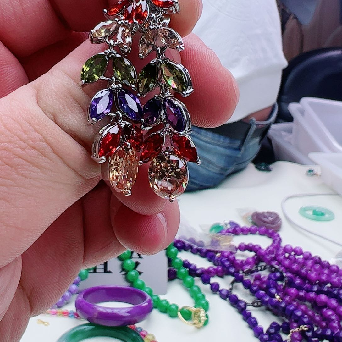 水晶耳饰14K金镶嵌水晶