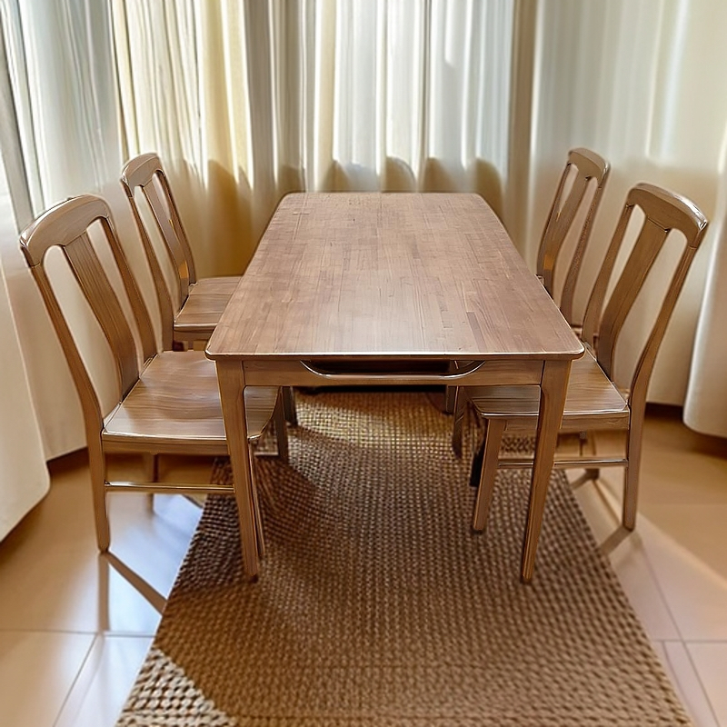 大连华丰家具集团如意系列实木餐桌餐椅 浅胡桃色