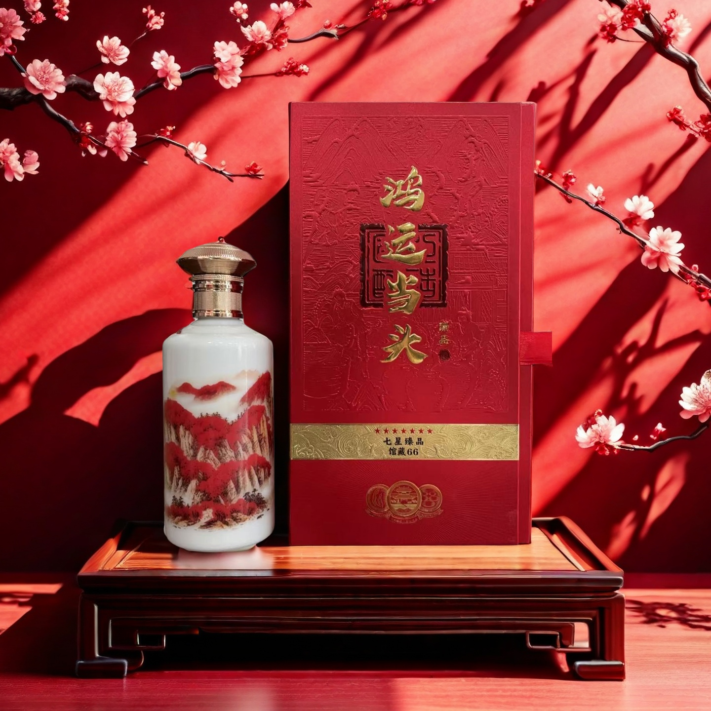 龙华迎【鸿运当头】七星瑧品级浓香型白酒500mlx1瓶礼盒装52度500