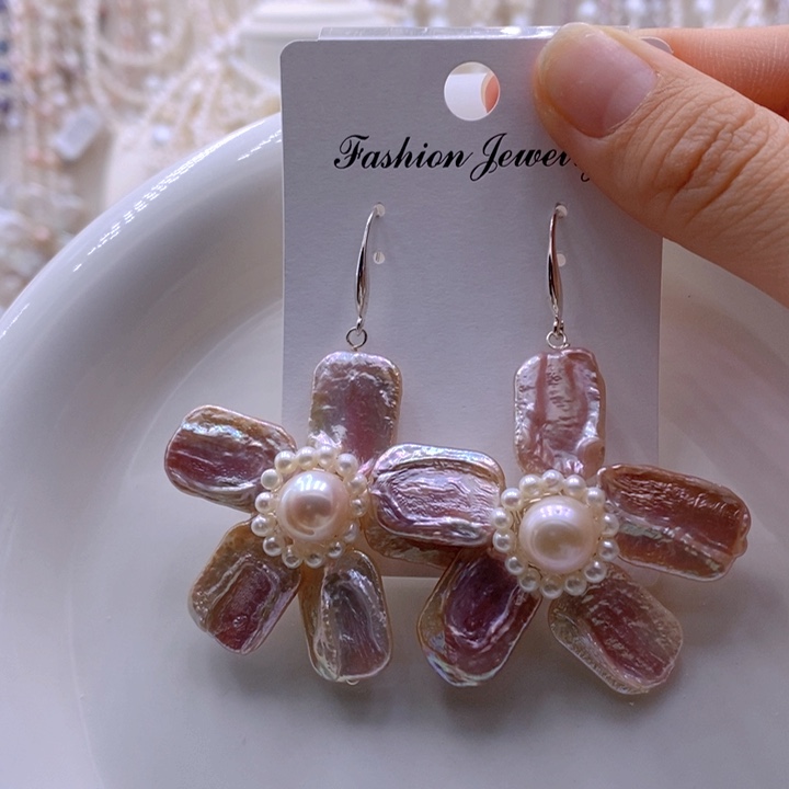 耳饰淡水珍珠银S925镶嵌耳饰