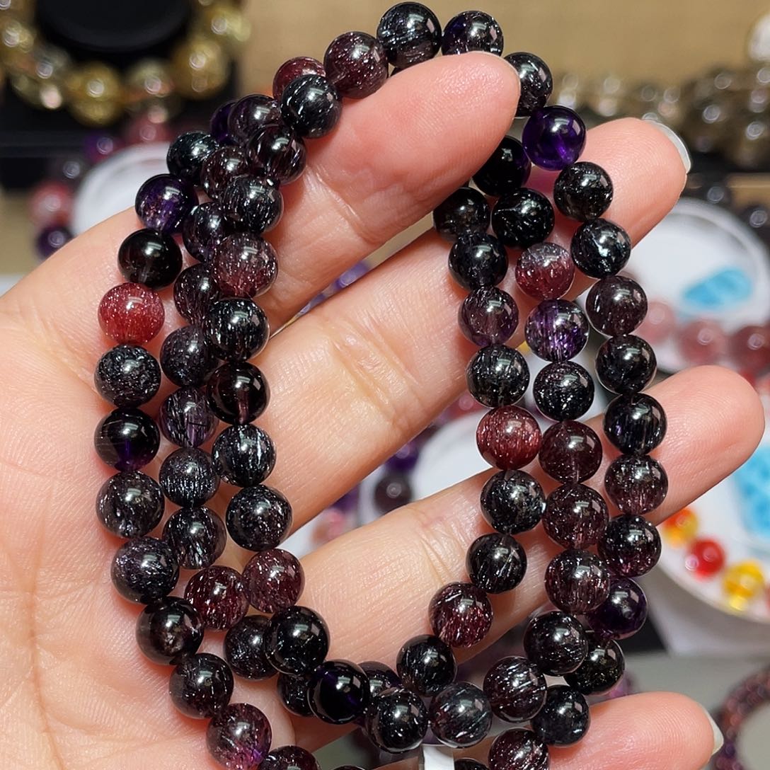 b***e手链水晶未镶嵌黑加仑三圈7