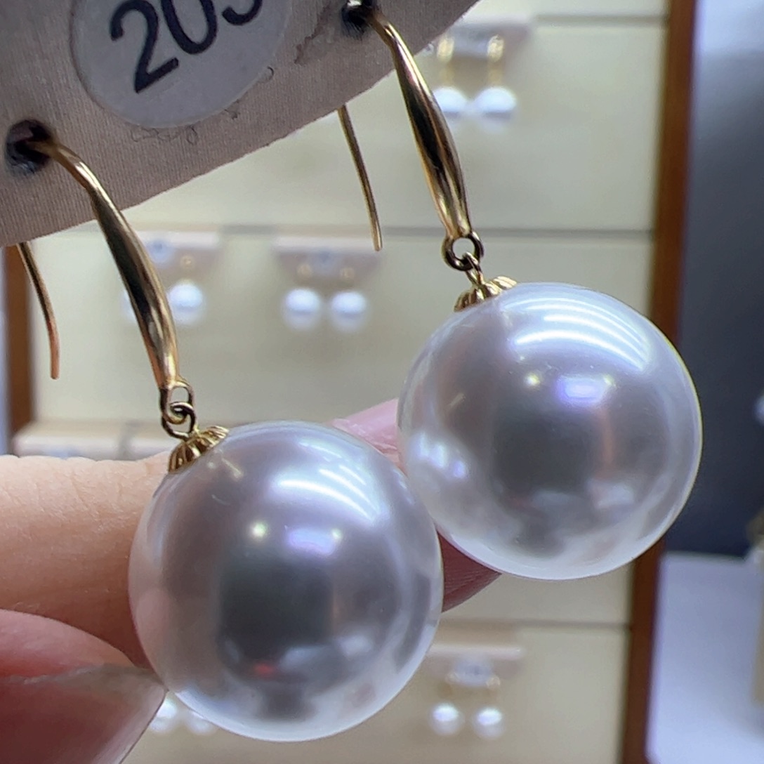 淡水珍珠耳饰18K金镶嵌