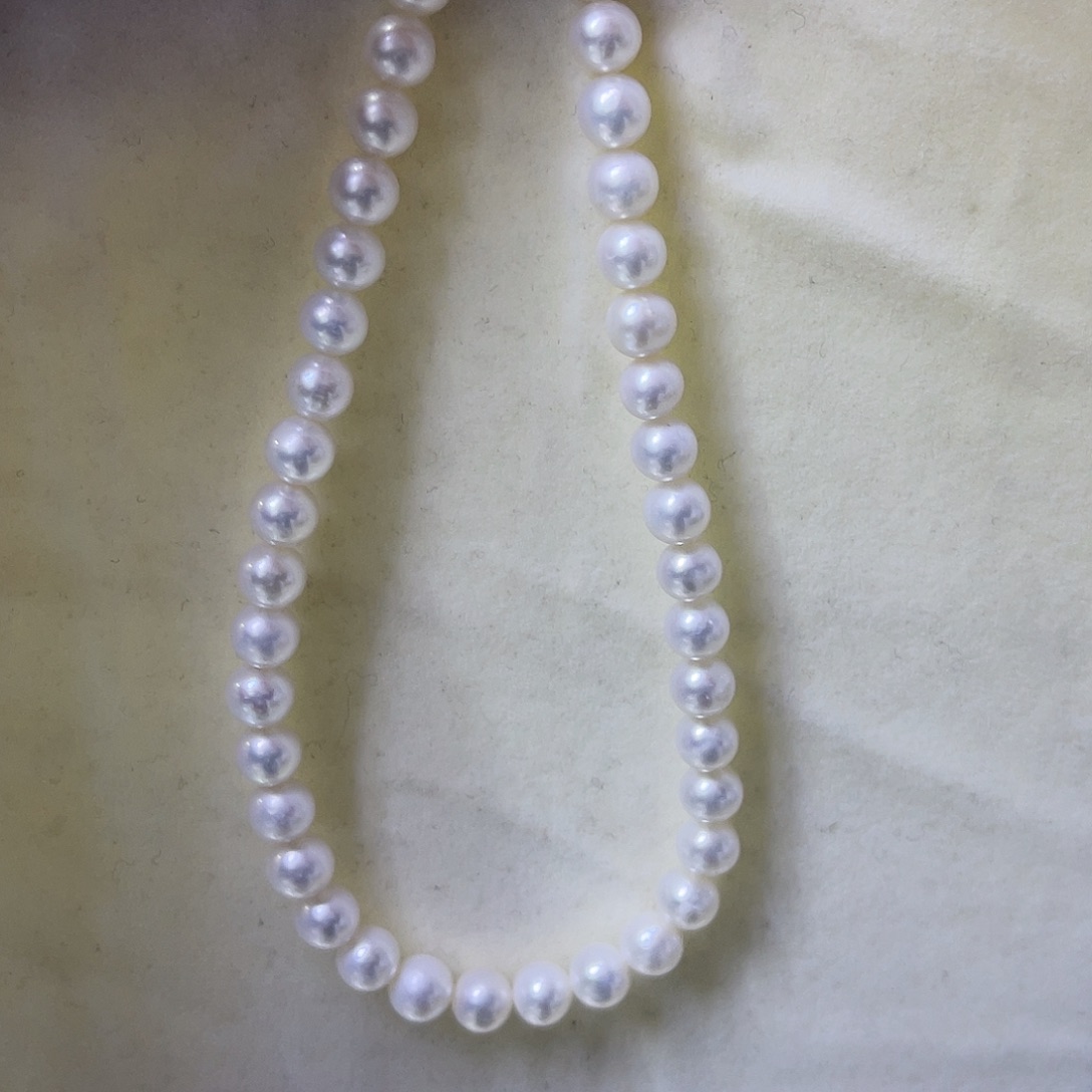 淡水珍珠项链银S925镶嵌8-9正圆