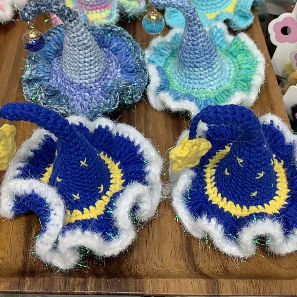 成品发货任选4个钩织  小精灵帽子发夹手工成品 女巫帽万圣节发夹