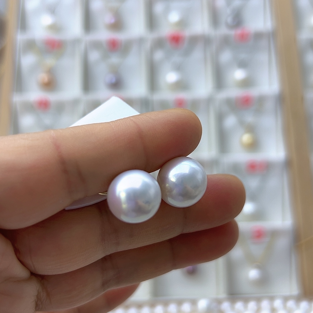 耳饰银S925镶嵌淡水珍珠