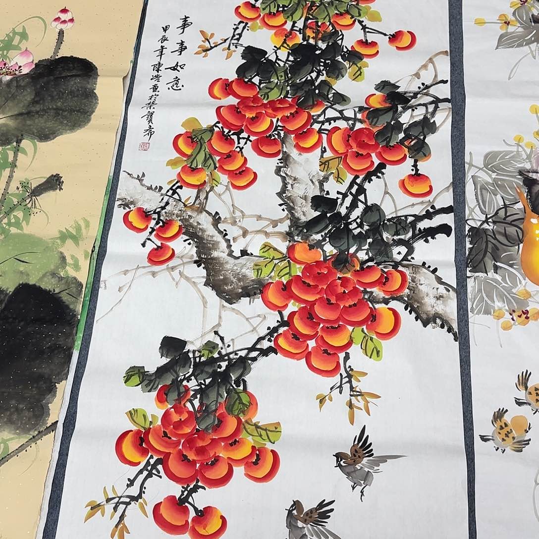 国画尺寸70X138手绘作品 