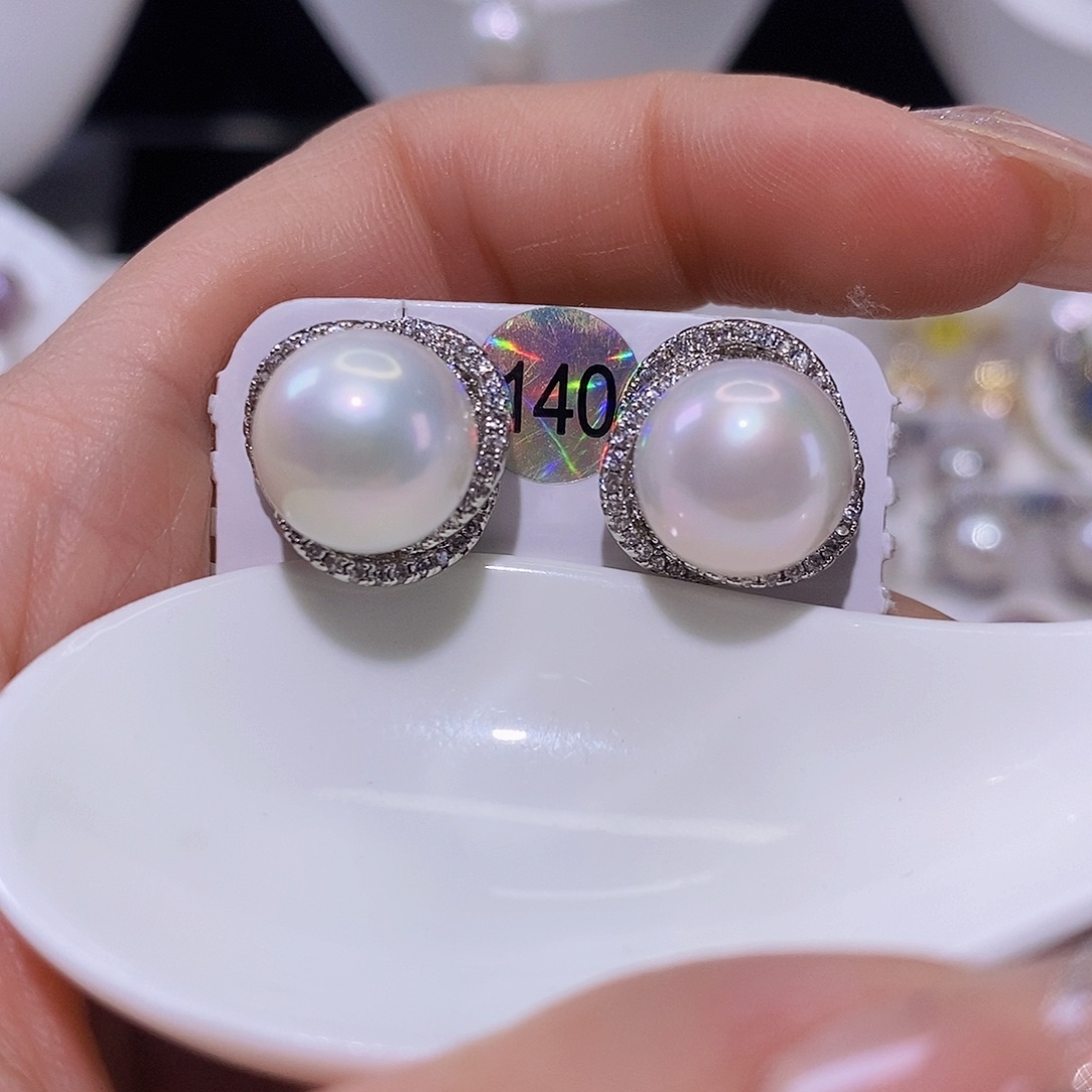 淡水珍珠耳饰银S925镶嵌