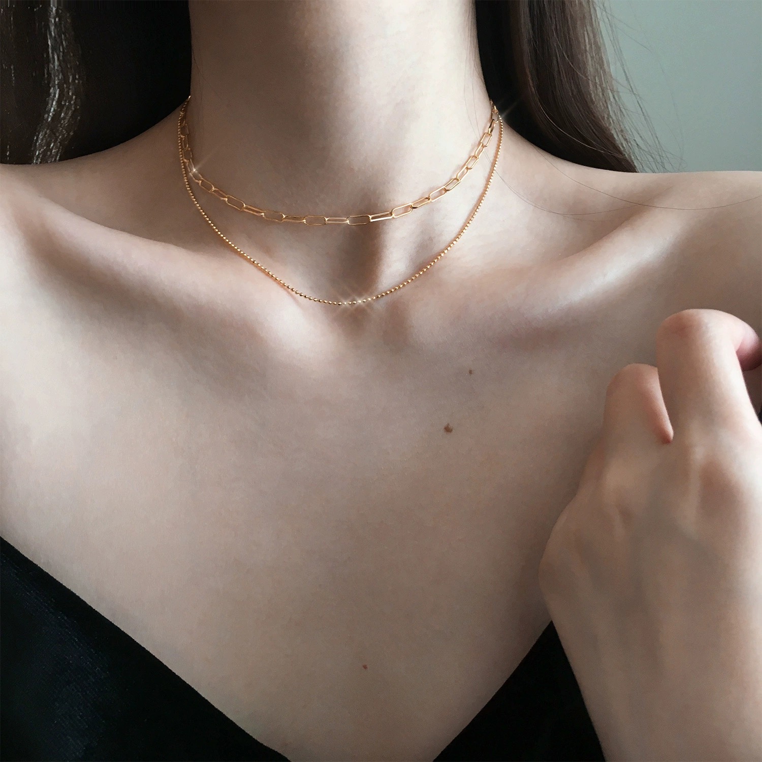 茜时尚项链经典百搭素项圈