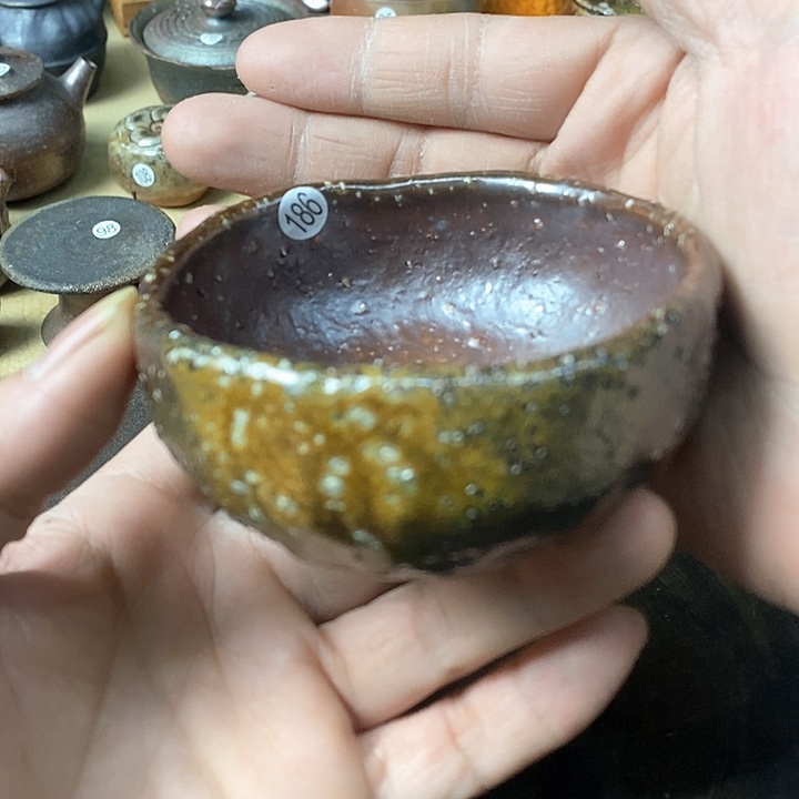 杯手工粗陶、柴烧茶器