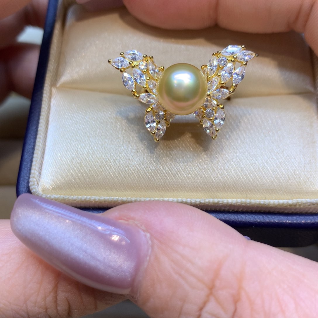 银S925镶嵌戒指海水珍珠