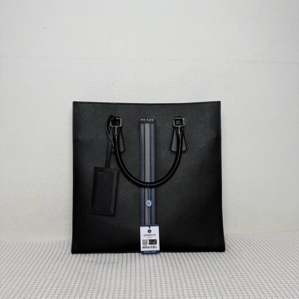 99新 Prada/普拉达 5789/男士经典商务黑色全皮竖版公文包