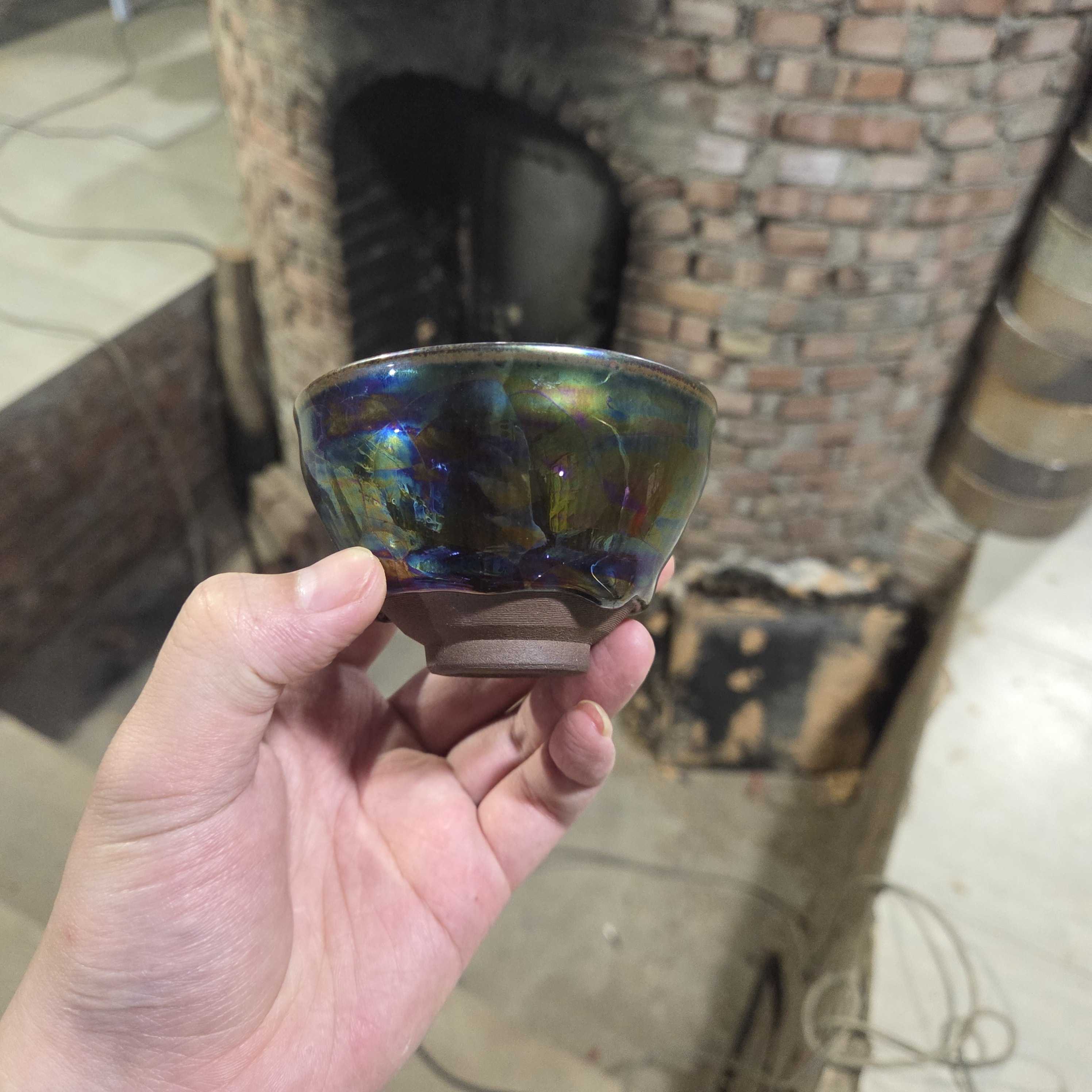  建窑建盏   瑕疵茶盏一个 