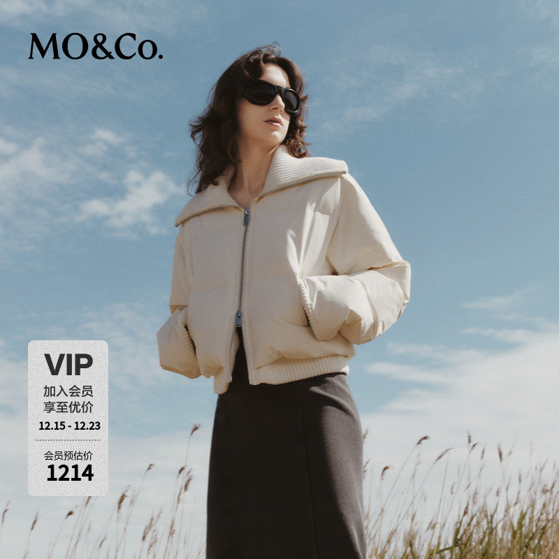 MOCO翻领双开头拉链短羽绒服MBC3EINK01