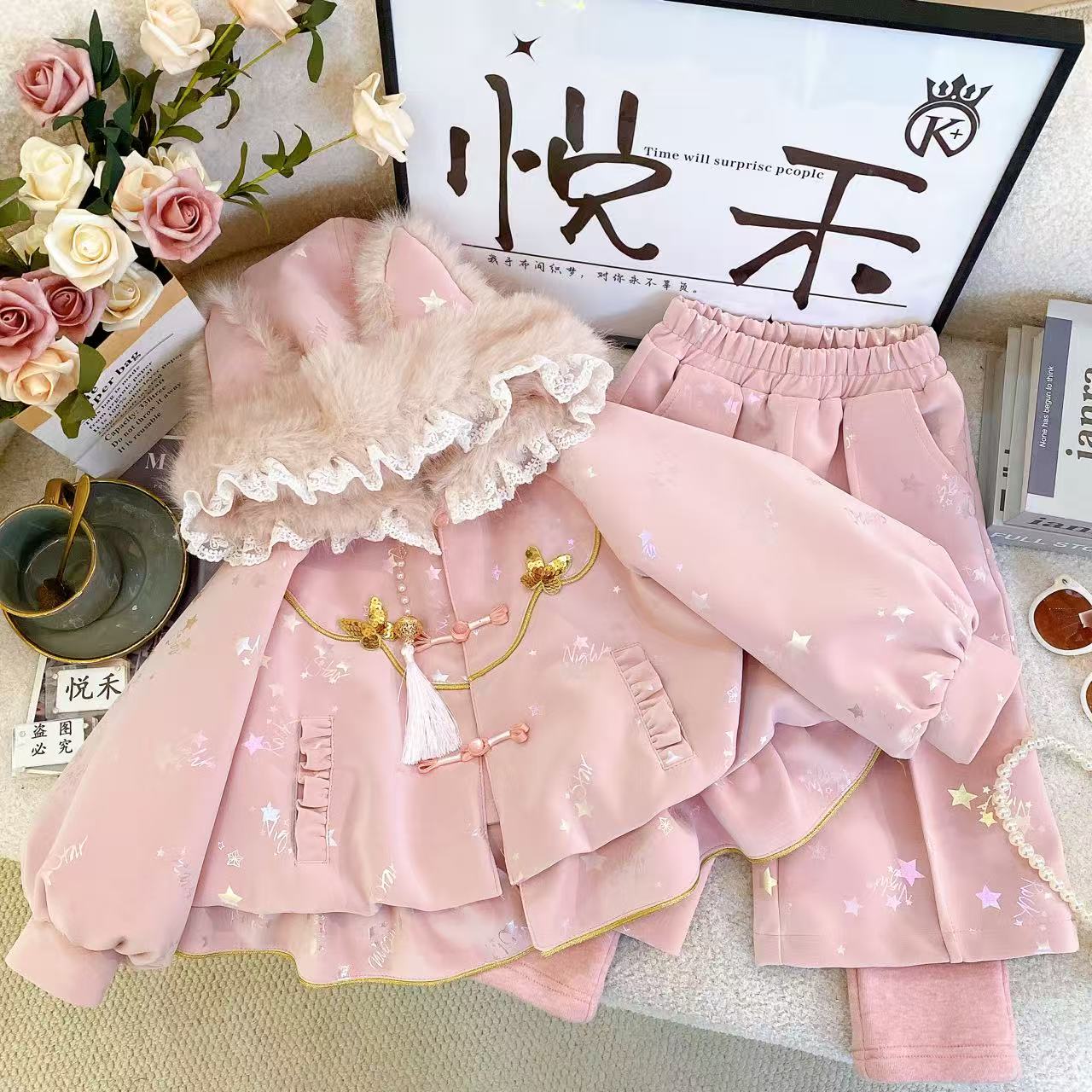 Y2【悦禾】女童新款秋冬韩版百搭洋气加厚童装套装60363