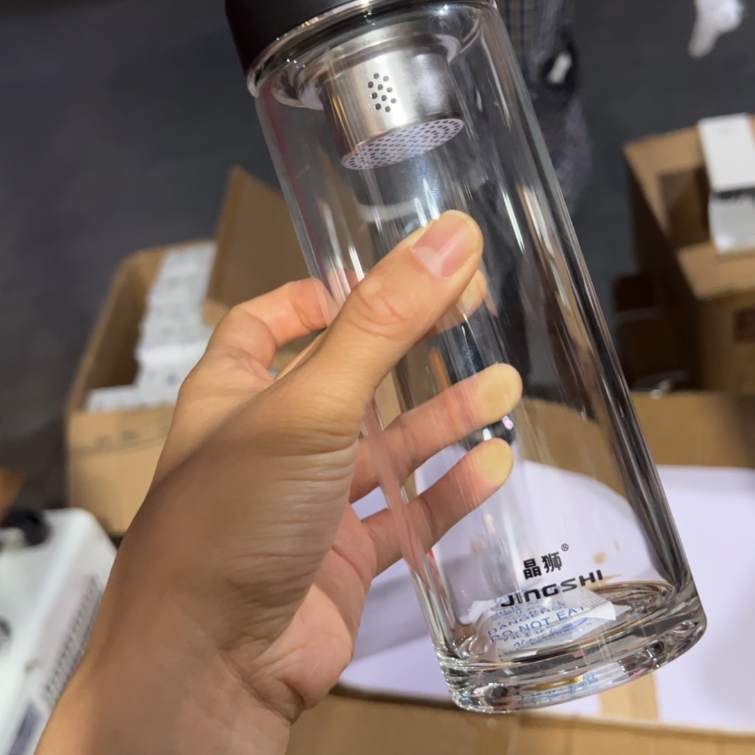 晶单层烫手玻璃杯500哑光黑色玻璃杯家杯套