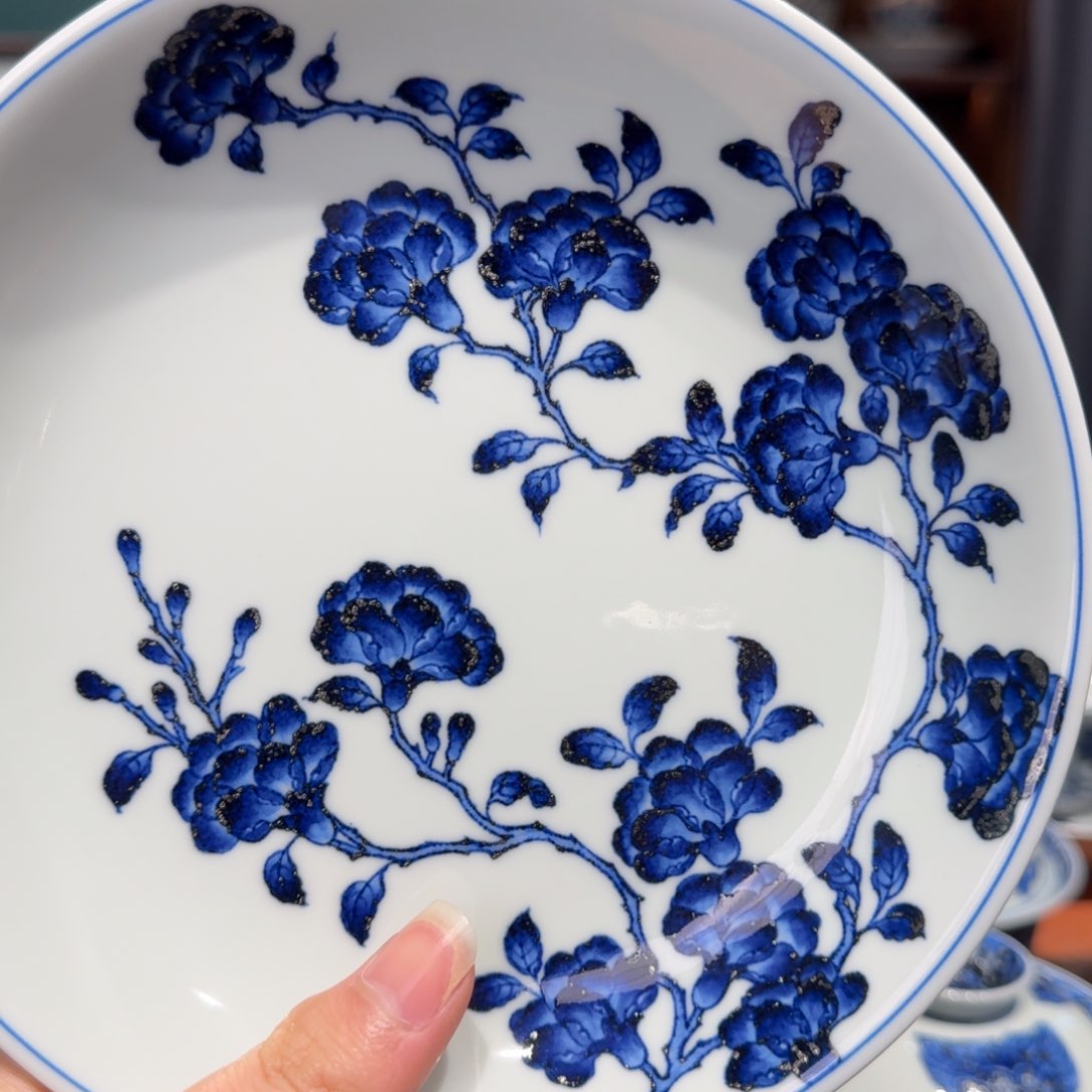 青花雯华堂手绘壶承