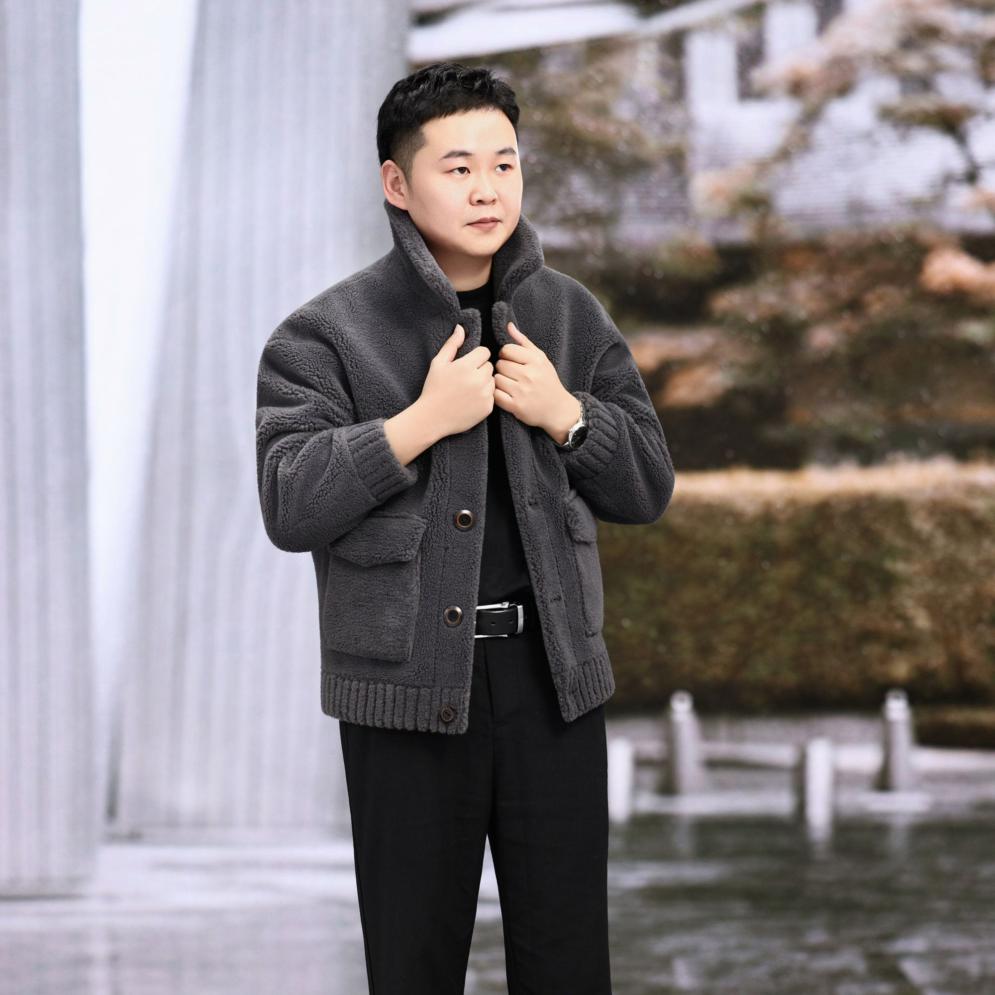 【千寻厂家A22】翻领男士羊毛外套双面穿