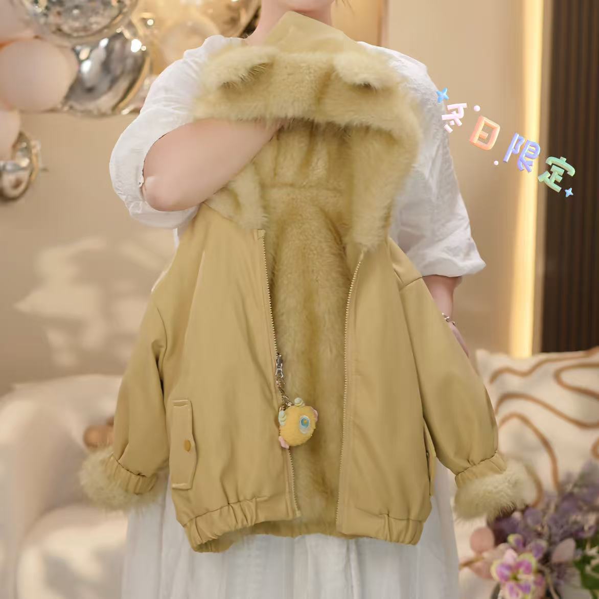 【现货】女童2025冬季新款洋气加厚保暖双面穿派克服外套YY984