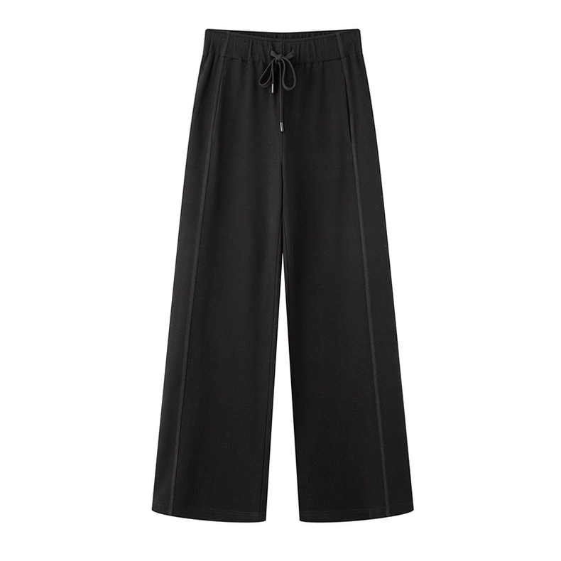 艾家商场同款2025秋冬新款透气百搭垂坠感松紧腰抽绳针织裤314123